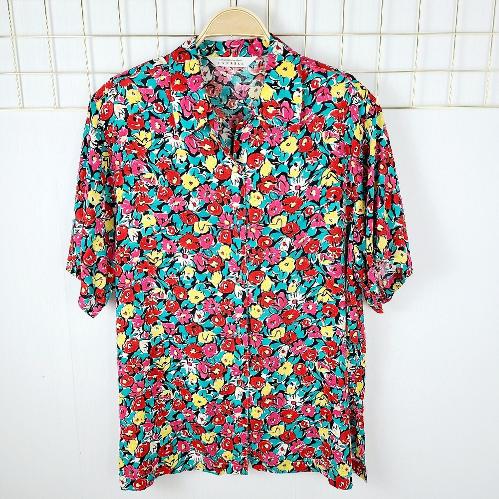 NWT Express Compagnie Internationale Floral Print Camp Oversized Vi…